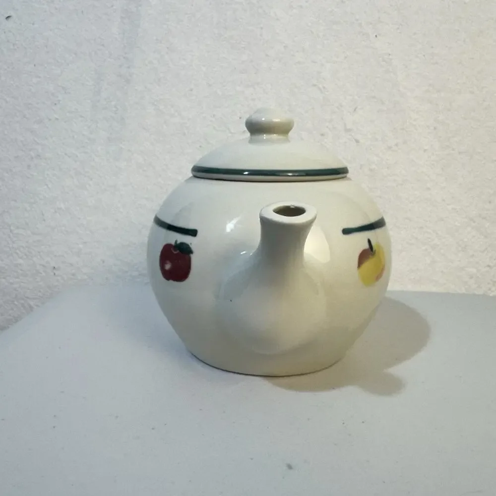 VTG Hartstone Pottery USA Ceramic Golden Delicious Apple Stoneware Tea Pot 6-Cup